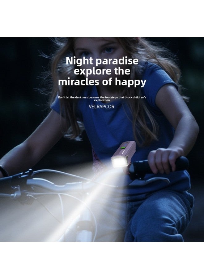 Loquat Smiling Shark Outdoor Children Cycling Car Light Color Mini Easy Installation Night Riding Light Intelligent Light Control Bicycle Light-Color:D412a Children's Outdoor Cycling Light-light Purple - Image 5