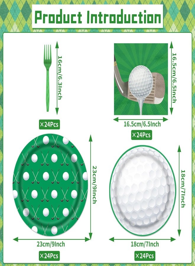 Rakuto Golf Party Plates Supplies, 96PCS Golf Birthday Party Decorations Tableware Supplies, Disposable Paper Plates Napkins Forks Sets(24 Guests) - Image 2