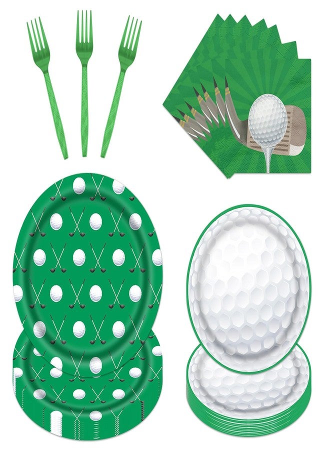 Rakuto Golf Party Plates Supplies, 96PCS Golf Birthday Party Decorations Tableware Supplies, Disposable Paper Plates Napkins Forks Sets(24 Guests) - Image 1
