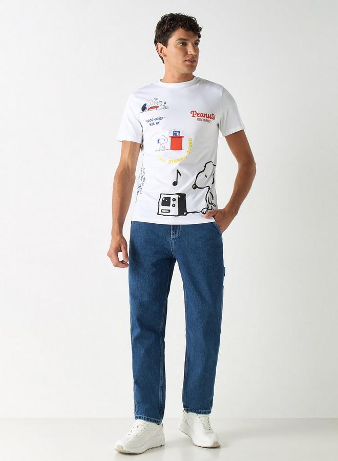 SP Characters Peanuts Print T-shirt with Crew Neck and Short Sleeves - Image 2