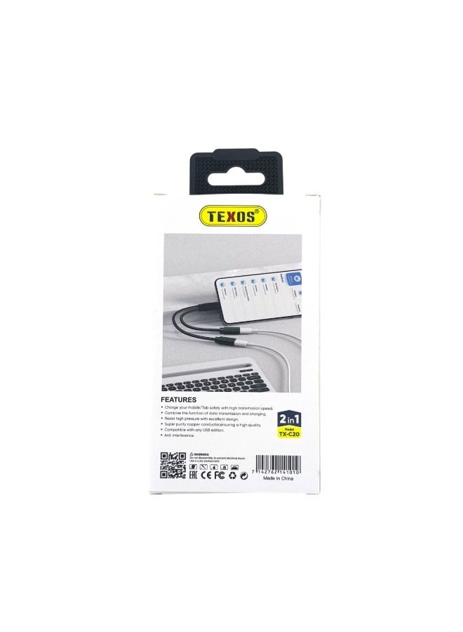 Texos 2-in-1 Type-C Audio/Charging Adapter - Image 2