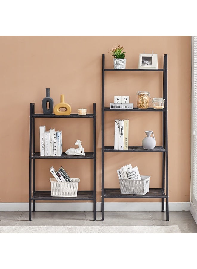 4 Tier Open Bookshelf - Steel and Wood Display Stand, 60CM Width Floor-Standing Bookcase, Black - Image 3