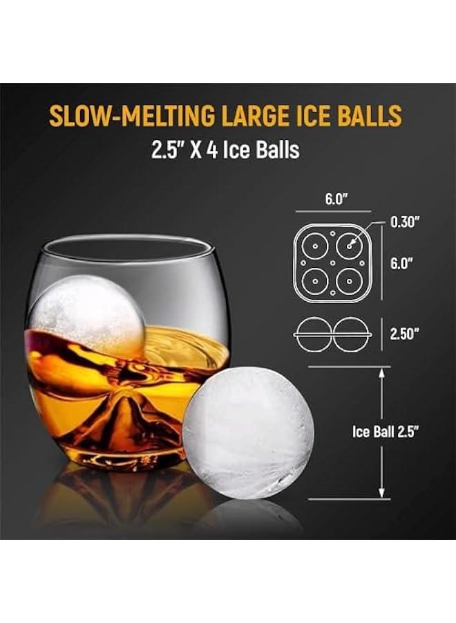 HOOKOR 2 Sets Ice Ball Maker, Reusable 2.5 Inch Ice Cube Trays, Round Silicone Molds, Easy Release Round Ice Sphere Tray with Lids & Funnel for Cocktails, Fruit Juice, Iced Coffee，NO BPA - Image 4
