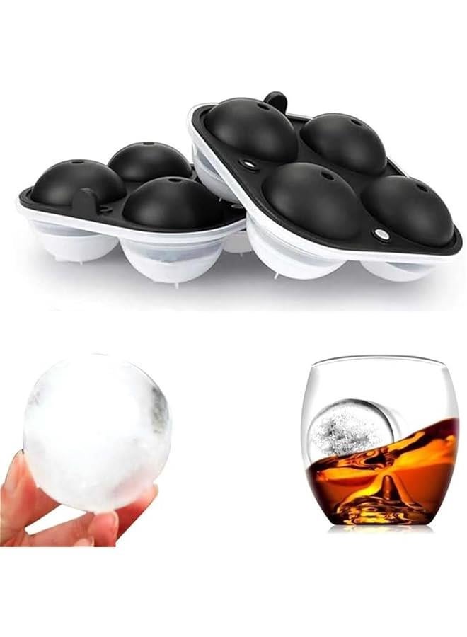 HOOKOR 2 Sets Ice Ball Maker, Reusable 2.5 Inch Ice Cube Trays, Round Silicone Molds, Easy Release Round Ice Sphere Tray with Lids & Funnel for Cocktails, Fruit Juice, Iced Coffee，NO BPA - Image 1