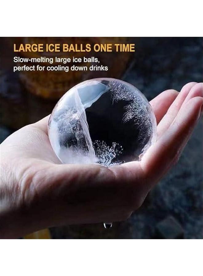 HOOKOR 2 Sets Ice Ball Maker, Reusable 2.5 Inch Ice Cube Trays, Round Silicone Molds, Easy Release Round Ice Sphere Tray with Lids & Funnel for Cocktails, Fruit Juice, Iced Coffee，NO BPA - Image 2