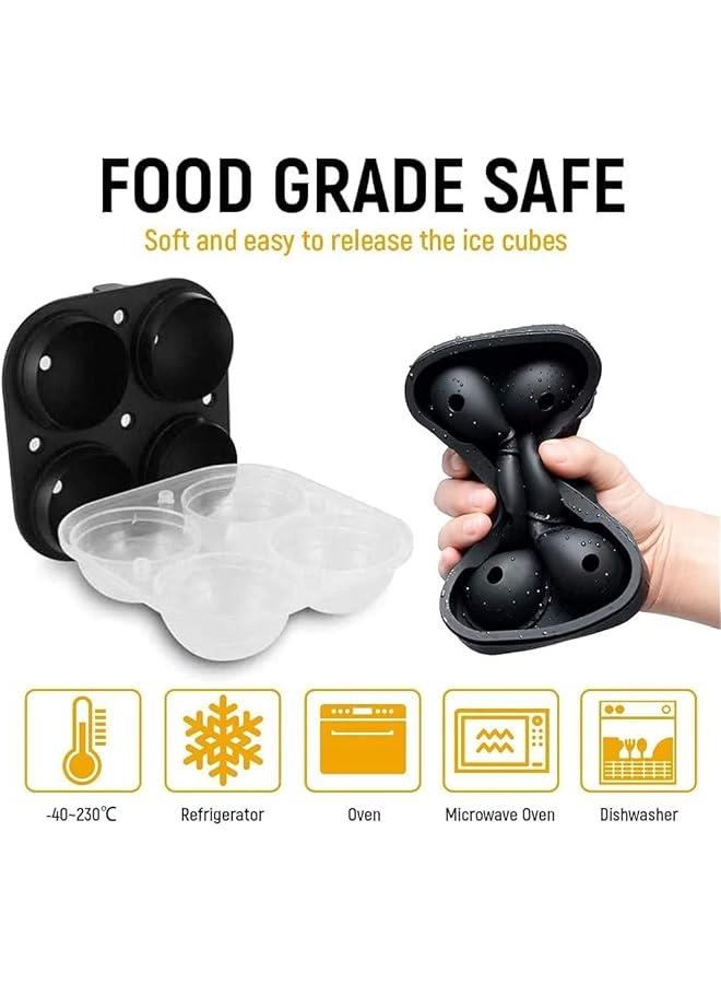 HOOKOR 2 Sets Ice Ball Maker, Reusable 2.5 Inch Ice Cube Trays, Round Silicone Molds, Easy Release Round Ice Sphere Tray with Lids & Funnel for Cocktails, Fruit Juice, Iced Coffee，NO BPA - Image 5