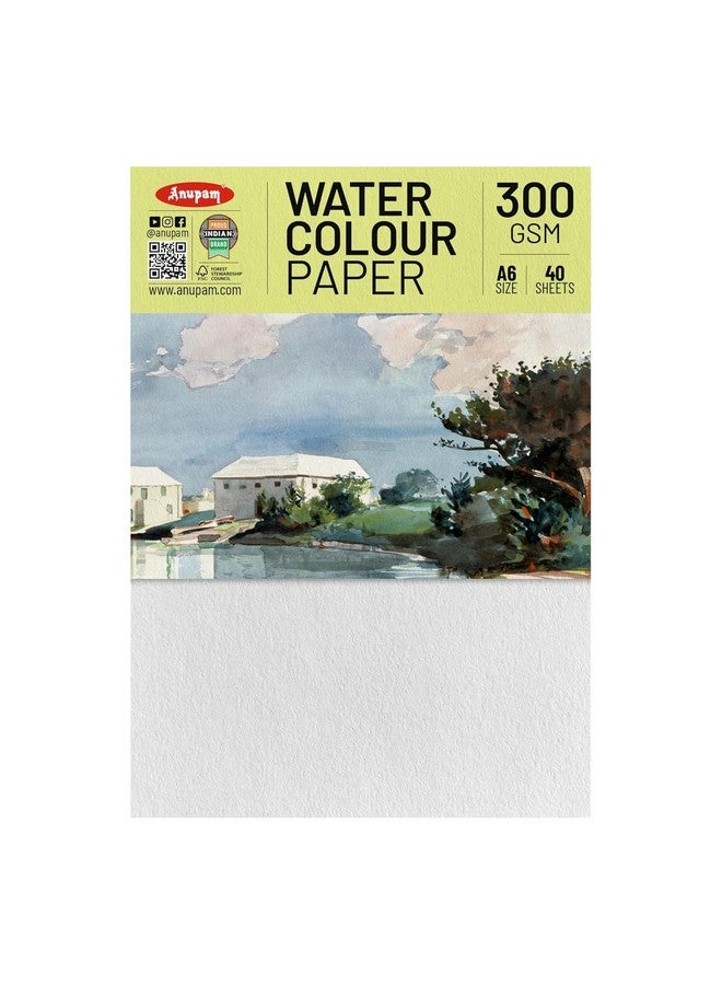Anupam Professional Watercolour Paper | A6 (15X10CM) 300 GSM Cold Pressed Paper |Acid-Free 40 Sheets | Ideal for Artist, Professional Drawing, Painting Dry & Wet, Fine Art, School, Students - Image 1