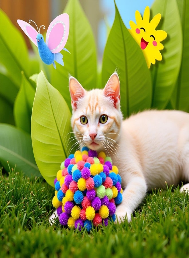 DPWOUM 10Pcs Multicolour Cute Funny Cat Toys Arbutus Ball Stretch Plush Ball Cat Toy Creative Colorful Interactive Soft Spiky Chew Pet Supplies - Image 3