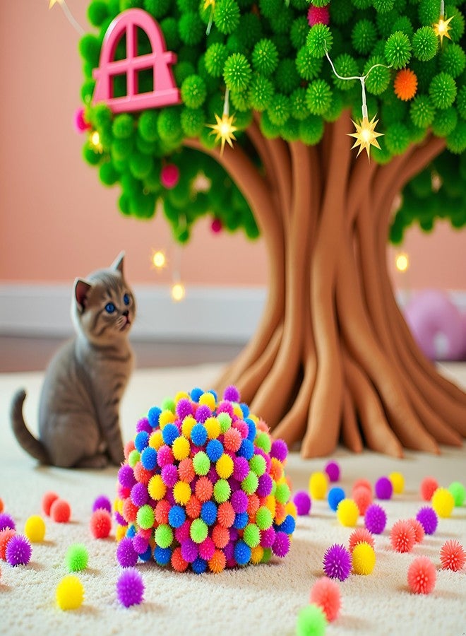 DPWOUM 10Pcs Multicolour Cute Funny Cat Toys Arbutus Ball Stretch Plush Ball Cat Toy Creative Colorful Interactive Soft Spiky Chew Pet Supplies - Image 2