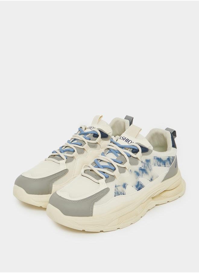 Styli - Chunky Sole Abstract Print Lace Up Sneakers - Image 1