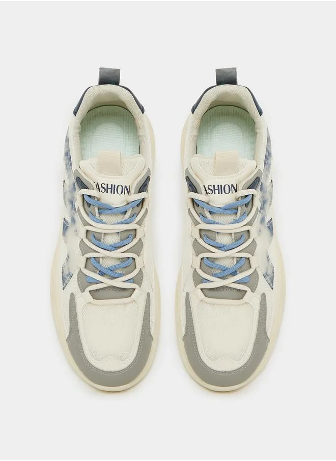 Styli Chunky Sole Abstract Print Lace Up Sneakers
