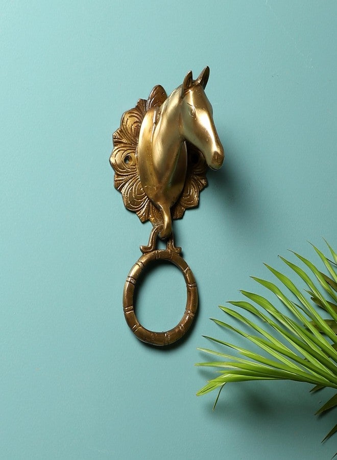 Two Moustaches Horse Head Brass Door Knocker, Standard, Pack of 1 - Image 2