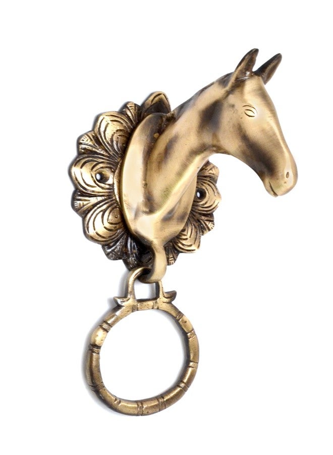 Two Moustaches Horse Head Brass Door Knocker, Standard, Pack of 1 - Image 1