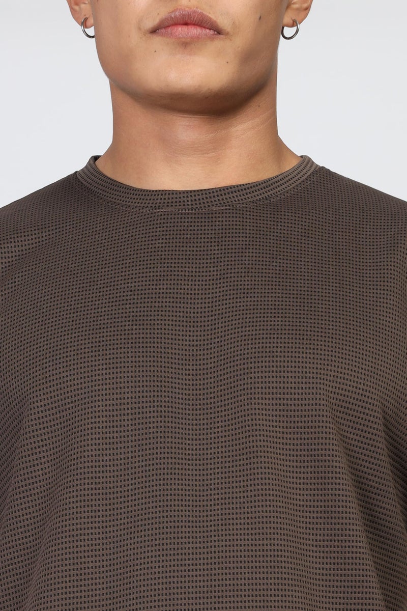 SHODOX® Men Oversized T Shirt Solid Dotted Design | Round Neck Loose Fit Drop Shoulder Casual T-Shirt for Men Coffee Brown - Image 5