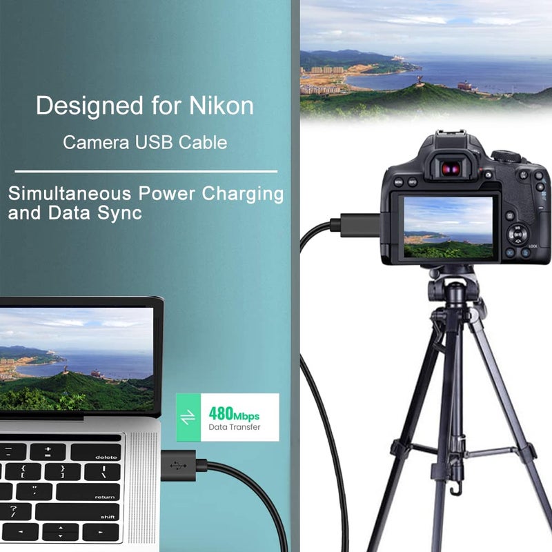 SCOVEE Replacement Camera USB Cable for Nikon Digital DSLR D3400 D3500 D5600 D7500 1J5,Nikon Camera Cord Accessories,UC-E20 Charging Cable Photo Data Transfer Cord for Canon PowerShot SX720 HS 3FT - Image 4