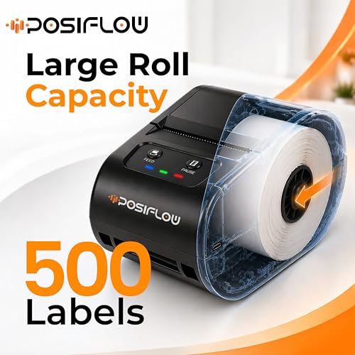 SHREYANS POSIFLOW 58D 2-Inch (58mm) Portable Thermal Label & Receipt Printer | Bluetooth & USB | Inkless Barcode & Billing Printer for Retail, Pharmacy & Shop Use | Includes 500 Labels - Image 4