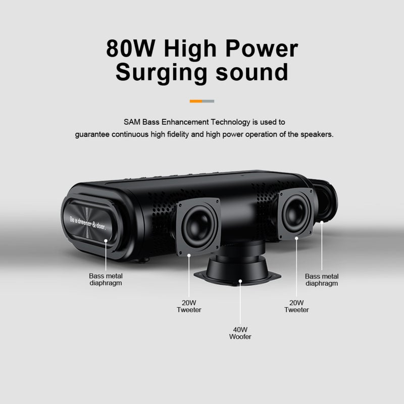 مكبر صوت بلوتوث XDOBO SINOBAND BOOK BT 80W عالي القدرة مع مضخم صوت لاسلكي مقاوم للماء IPX5 محمول في الهواء الطلق - Image 3