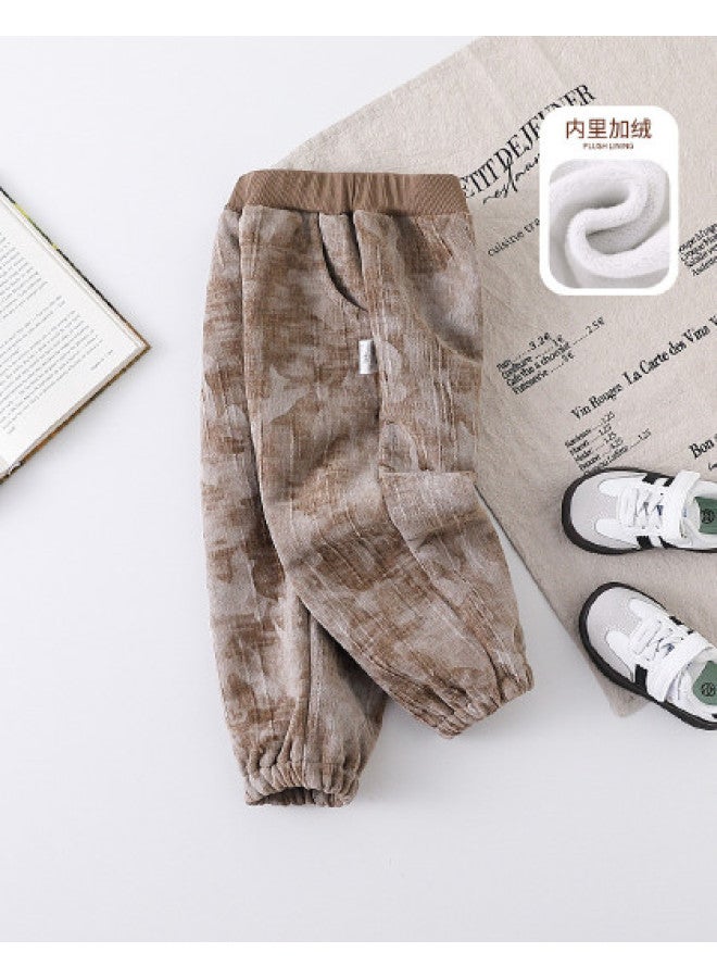 Boys' Casual Fleece Pants For Autumn And Winter, Fashionable And Versatile, Stylish And Loose-fitting Long Pants - Image 1