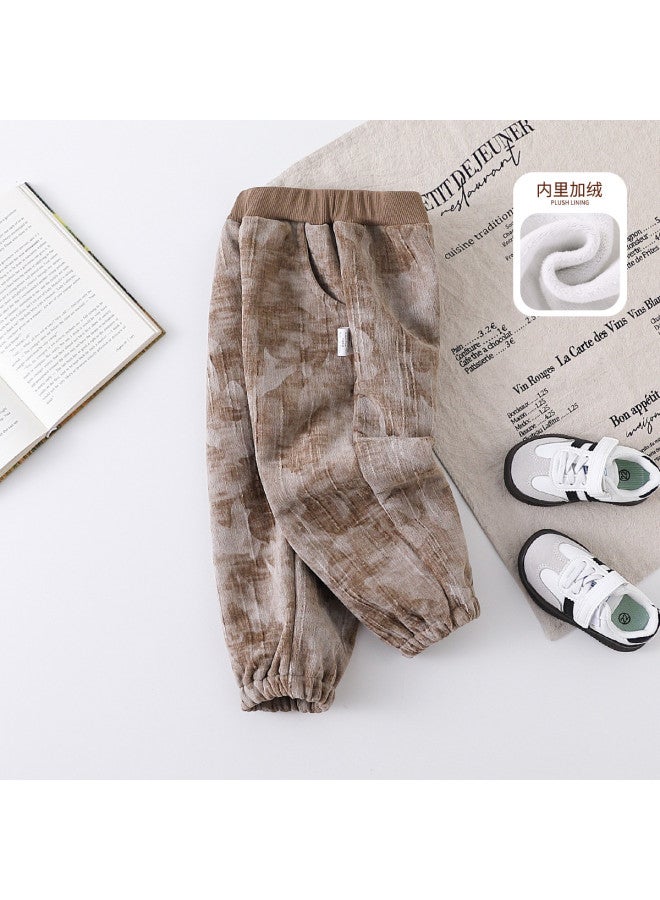 Boys' Casual Fleece Pants For Autumn And Winter, Fashionable And Versatile, Stylish And Loose-fitting Long Pants - Image 2