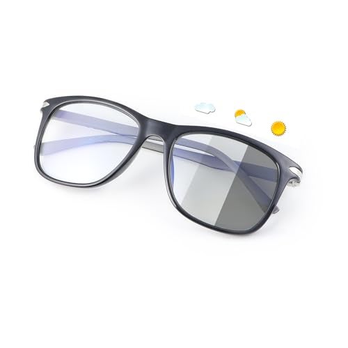 YIMI Spring Hinge Photochromic Gray Sunglasses Blue Light Blocking Glasses for Men and Women Day Night Gaming TV Phones Computer Eyeglasses UV Protection Anti Glare Lightweight TR90 Full Frame Eyewear - Image 1
