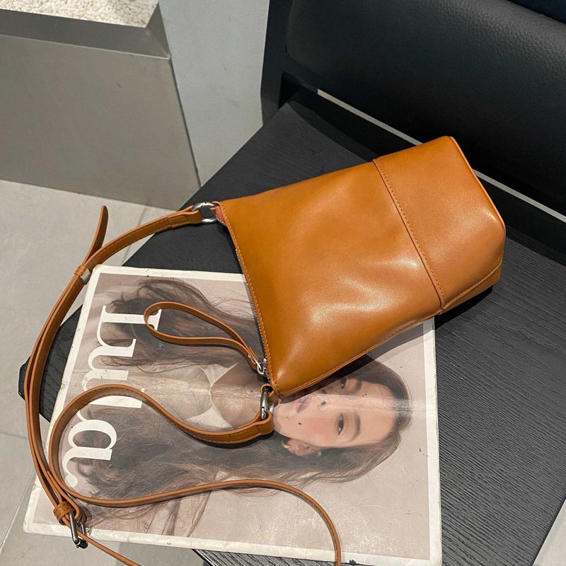 2025 Spring New Retro Top Layer Cowhide Mobile Phone Bag South Korea Fashion All-Match Shoulder Crossbody Bucket Bag - Image 3
