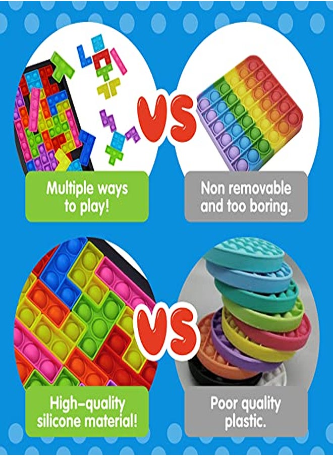null - 3-in-1 Classic Tetris Handheld Game + Puzzle + Pop Fidget Toy - Image 1