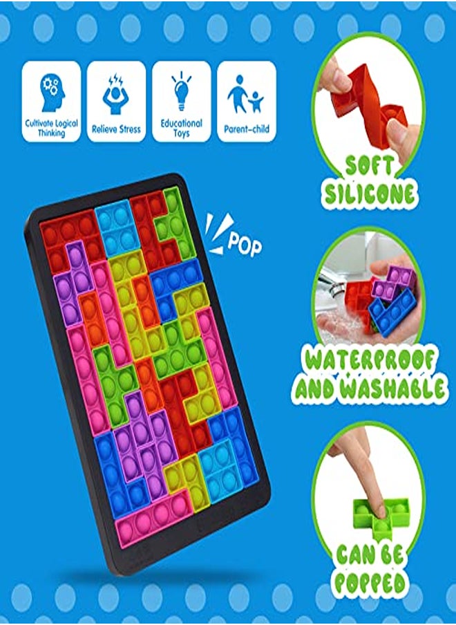 null - 3-in-1 Classic Tetris Handheld Game + Puzzle + Pop Fidget Toy - Image 1