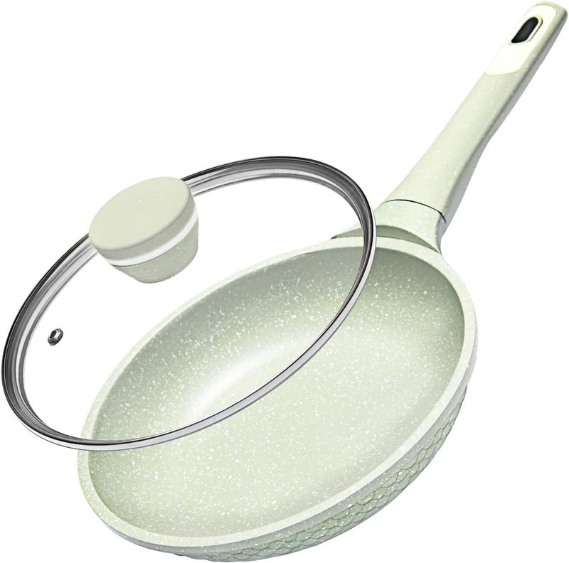 Xuanying 8 Inch Non Stick Frying Pan with Lid - Omelette & Egg Pan Skillet | PFOA/PFAS Free Healthy Cookware | All Stovetop & Dishwasher Safe | Heat Resistant Handle | Eco-Friendly - Image 1