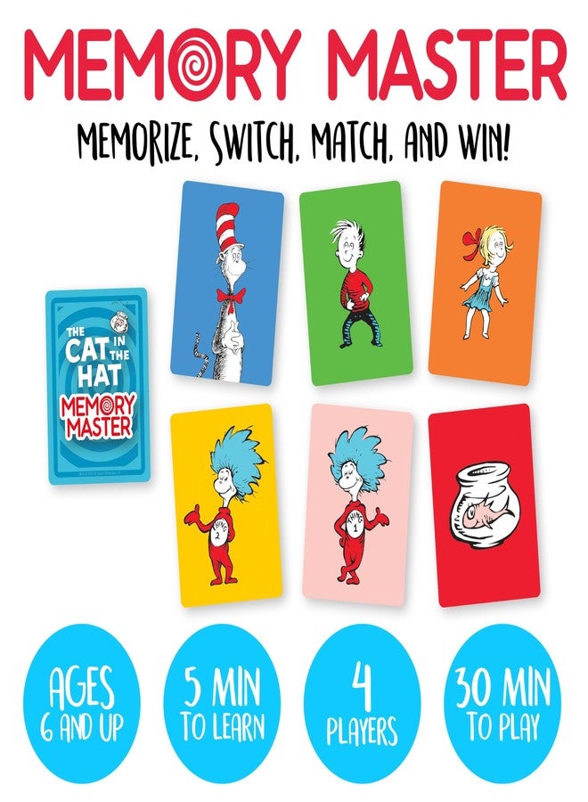 AQUARIUS Cat in The Hat Memory Master Card Game - Fun Family Party Game for Kids, Teens & Adults - Entertaining Game Night Gift - Officially Licensed Dr. Seuss Merchandise - Image 2