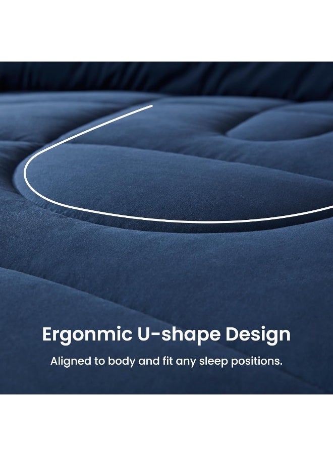 Generic SLEEP ZONE Reversible Queen Cooling Comforter, Super Soft Bedding Duvet Down Alternative Comforter for All Seasons, A Side Navy + B Side Grey  - Image 4
