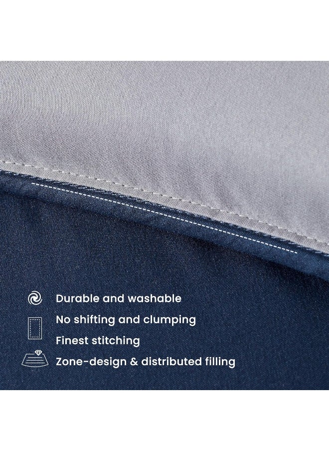 Generic SLEEP ZONE Reversible Queen Cooling Comforter, Super Soft Bedding Duvet Down Alternative Comforter for All Seasons, A Side Navy + B Side Grey  - Image 5
