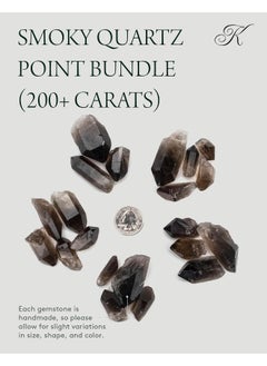 Kalifano KALIFANO Museum Grade Smoky Quartz Points Bundle (250+ Carats) - Bulk High Energy Raw Lemurian Reiki Cuarzo Crystal Used for Clarity and Purpose - Information Card Included (Family Owned & Operated)  - Image 4