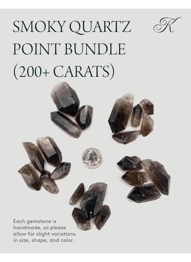 Kalifano - KALIFANO Museum Grade Smoky Quartz Points Bundle (250+ Carats) - Bulk High Energy Raw Lemurian Reiki Cuarzo Crystal Used for Clarity and Purpose - Information Card Included (Family Owned & Operated) - Image 1