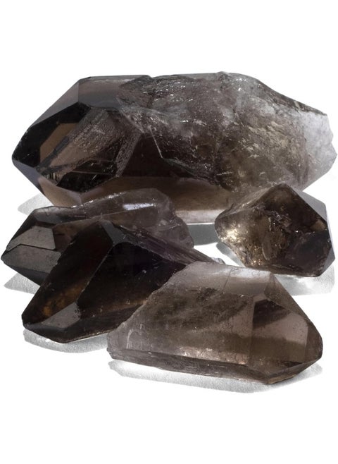 KALIFANO Museum Grade Smoky Quartz Points Bundle (250+ Carats) - Bulk High Energy Raw Lemurian Reiki Cuarzo Crystal Used for Clarity and Purpose - Information Card Included (Family Owned & Operated)