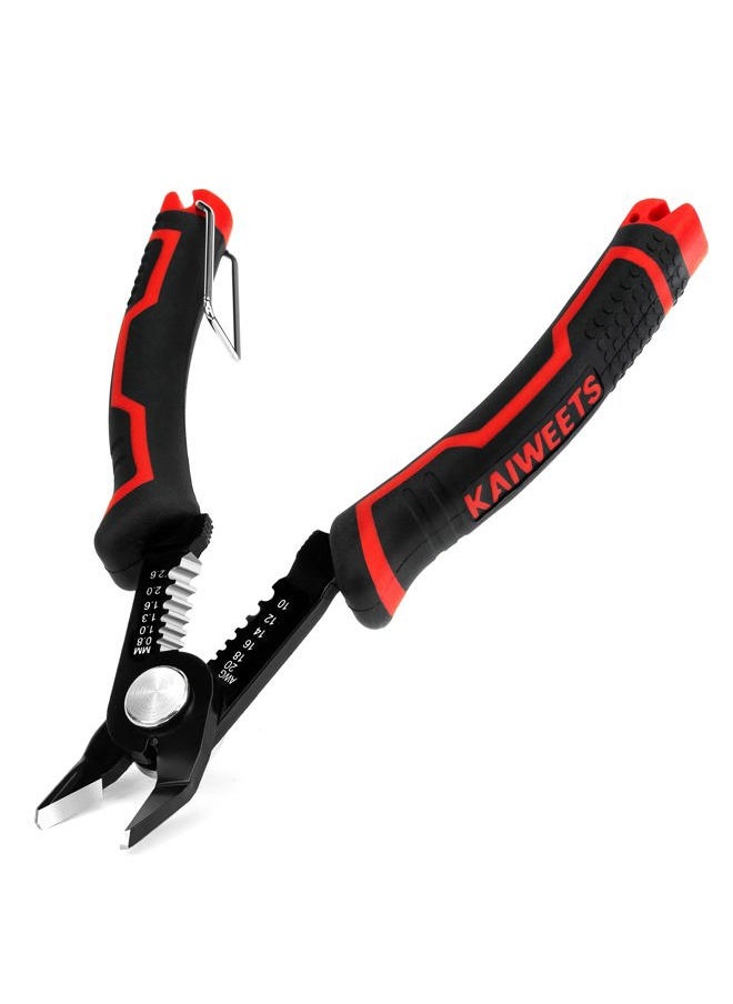 KAIWEETS Wire Cutters 6-Inch Flush cutter with Supplementary Stripping, Cutting Pliers, Handy and Slim Diagonal Cutters, Side Cutting Pliers, Sharp Snip, Safety Lock  - Image 1