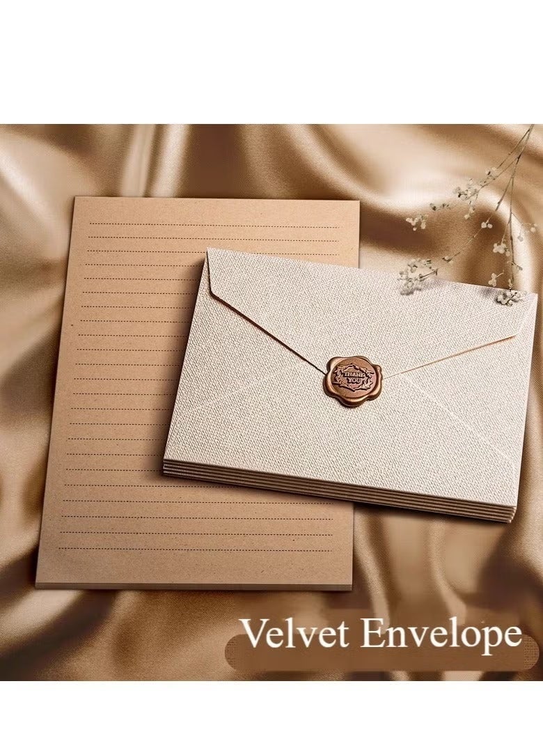 Greeting Card Envelopes 37PCS Vintage Letter Writing Set – 6 Envelopes + 25 Writing Papers + 6 Wax Seal Stickers for Letters, Invitations, Weddings, Gifts Artistic Craft (White) - Image 1