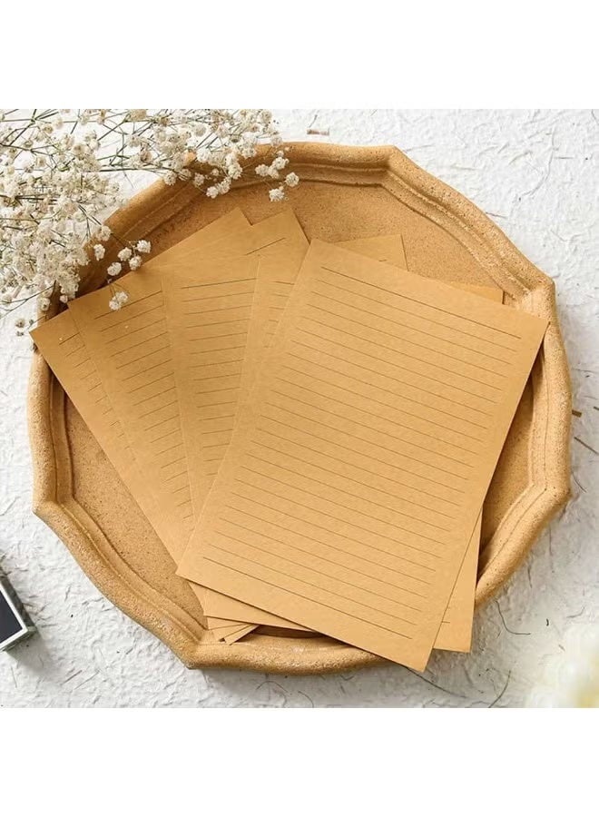 Greeting Card Envelopes 37PCS Vintage Letter Writing Set – 6 Envelopes + 25 Writing Papers + 6 Wax Seal Stickers for Letters, Invitations, Weddings, Gifts Artistic Craft (White) - Image 3