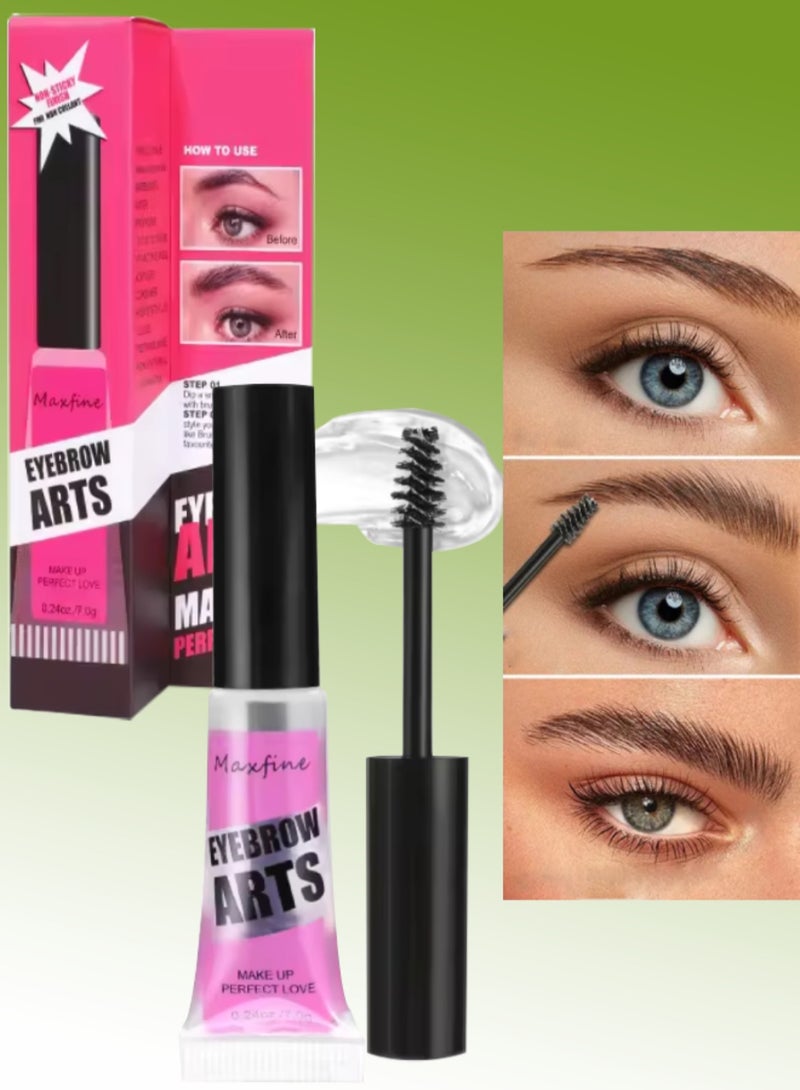 Maxfine Eyebrow Arts Clear Brow Styling Glue Long Lasting Quick Drying Sweat proof and Waterproof Eyebrow Glue with Spiral Brush Transparent Brow Setting Gel Natural Look Eyebrow Styling Gel  - Image 1