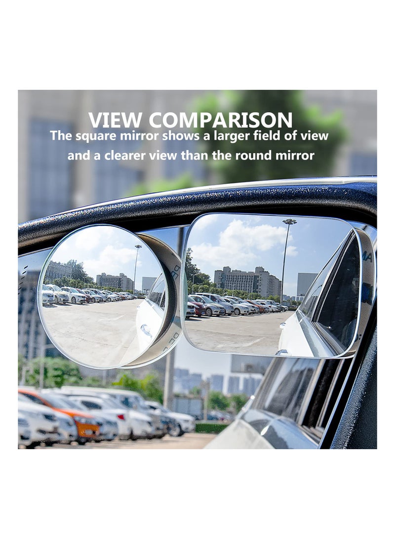 SYOSI Blind Spot Mirror, Rectangle HD Glass Frameless Convex Lens, Rear View Mirrors Exterior Accessories, with Wide Angle Adjustable, Stick for All Universal Vehicles Car Stick-on Design (2 PCS) - Image 1