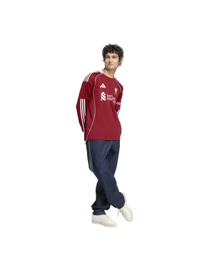 adidas قميص ليفربول للرجال بأكمام طويلة أحمر