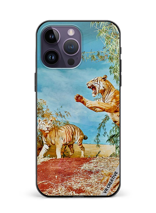 VR CREATIVE Protective Case Cover For Apple iPhone 15 Pro Tiger Jumping Design Multicolour - Image 1