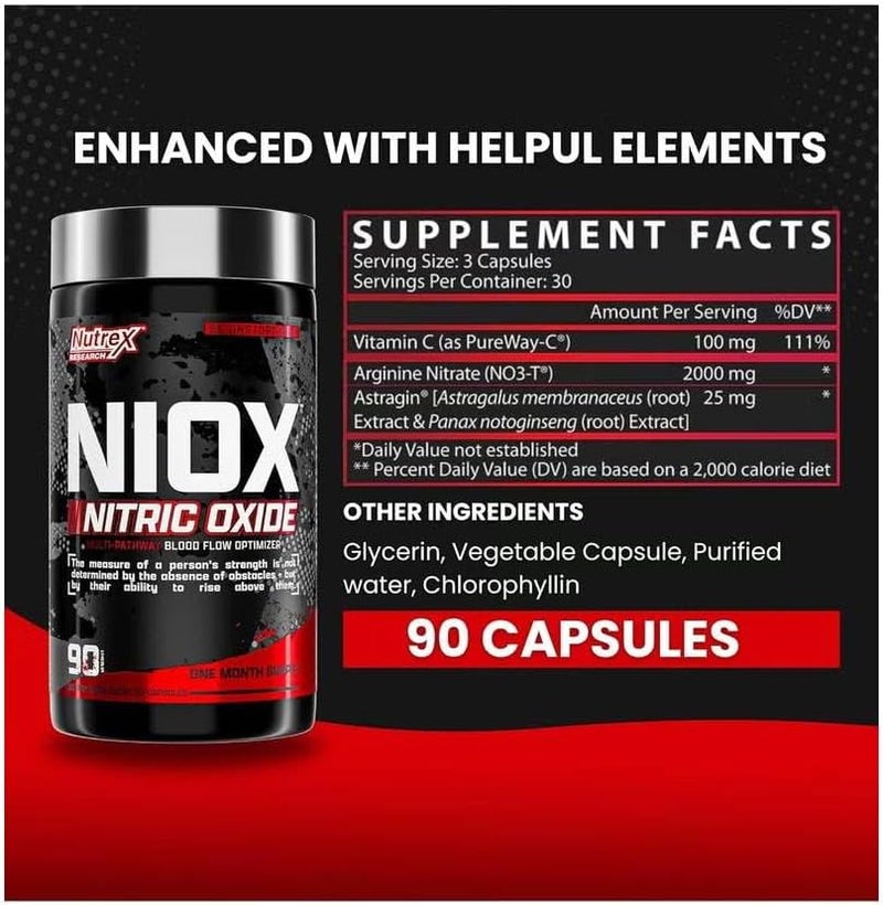 Nutrex Research مكمل نيوكس إكستريم بامب 90 حبة قبل التمرين مع أرجينين نترات فيتامين سي أستراجين لزيادة ضخ العضلات والقدرة على التحمل NO3T - Image 3