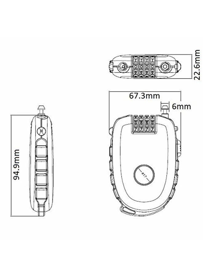 Bosvision Ultra-Secure 4-digit Combination Lock with 3 Feet Retractable Cable for Bike, Ski, Snowboard and Stroller - Image 4