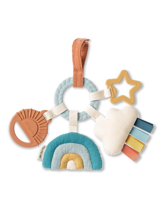 Itzy Ritzy Itzy Ritzy Teething Activity Toy - Bitzy Busy Ring Infant Teething Toy Features Braided Ring & Dangling Toys, Includes Teether, Textured Ribbons, Crinkle Sound & Jingle Bell - 0 Months & Up (Rainbow)  - Image 2