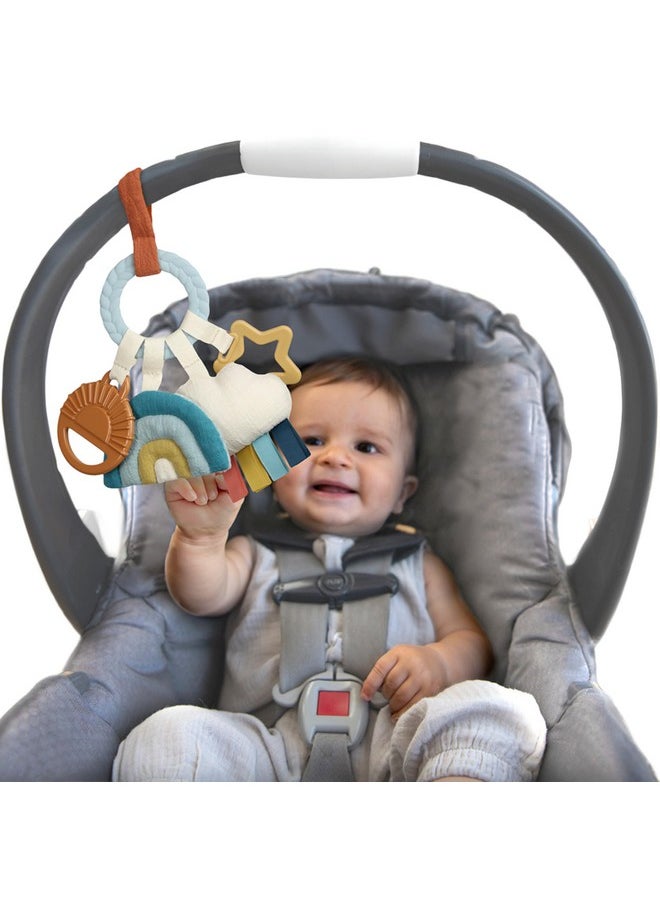Itzy Ritzy Itzy Ritzy Teething Activity Toy - Bitzy Busy Ring Infant Teething Toy Features Braided Ring & Dangling Toys, Includes Teether, Textured Ribbons, Crinkle Sound & Jingle Bell - 0 Months & Up (Rainbow)  - Image 1