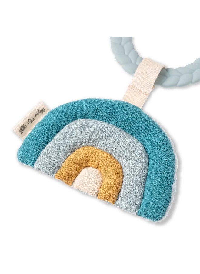 Itzy Ritzy Itzy Ritzy Teething Activity Toy - Bitzy Busy Ring Infant Teething Toy Features Braided Ring & Dangling Toys, Includes Teether, Textured Ribbons, Crinkle Sound & Jingle Bell - 0 Months & Up (Rainbow)  - Image 5