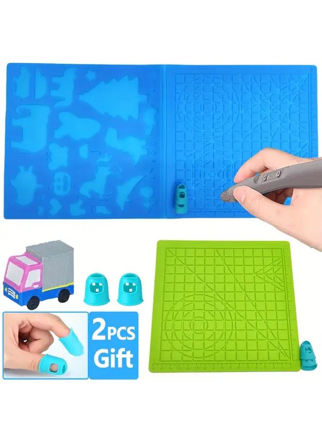 Green Silicone Template Mat With Finger Covers For 3D Printing Pen DIY Crafts - Image 1