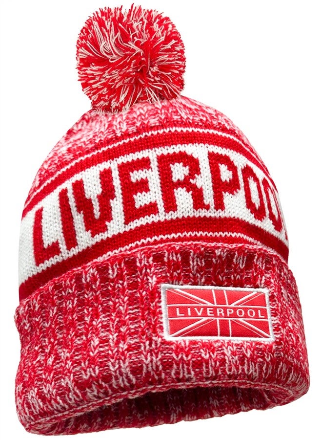 Just 4 Kicks Liverpool City Beanie Knitted Ski Hat, The Liverpool Heritage Beanie – Adult Fit Red - Image 2