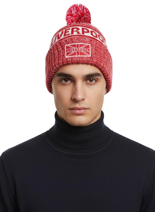 Just 4 Kicks Liverpool City Beanie Knitted Ski Hat, The Liverpool Heritage Beanie – Adult Fit Red - Image 3