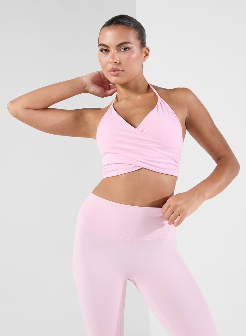 FRWD Halter Neck Wrap Over Detail Sports Bra  - Image 1